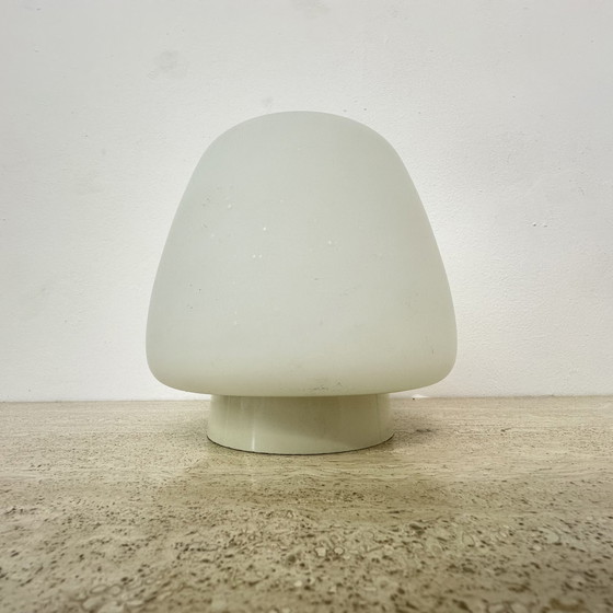 Image 1 of Opaline glazen art deco bauhaus plafondlamp , jaren 1930 Nederland