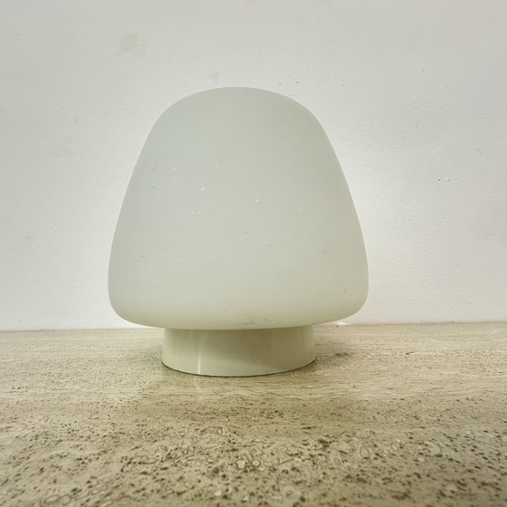 Image 1 of Opaline glazen art deco bauhaus plafondlamp , jaren 1930 Nederland