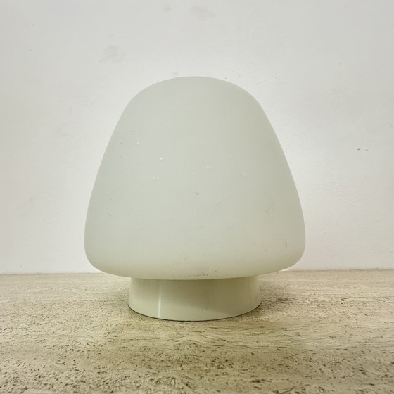 Image 1 of Opaline glazen art deco bauhaus plafondlamp , jaren 1930 Nederland