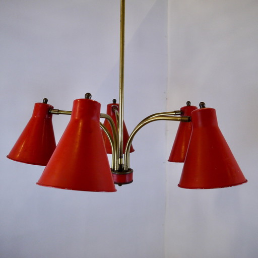 Vintage Franse Art Deco Kroonluchter / Hanglamp