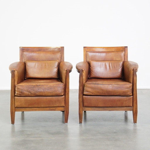 2 X Schapenleren Armchair Met Sierkussen