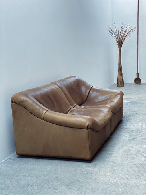 De Sede Ds-46 Modulaire Sofa / 2-zits buffelleer, Zwitserland 1970