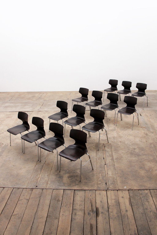 Vintage Pagholz Flototto Stapelstoel Set van 14 stoelen,1970