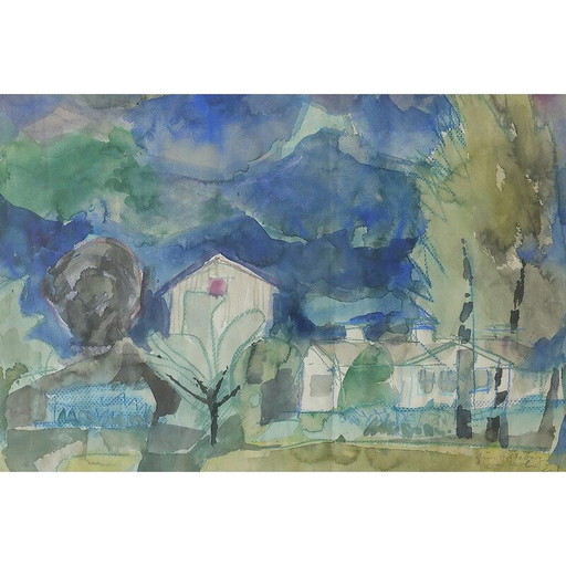 Vintage schilderij door Frideborg Bryth, 1950