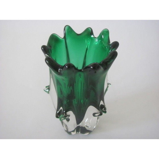 Image 1 of Vintage metalen glazen vaas van J. Hospodka voor Chřibská, Tsjecho-Slowakije 1970