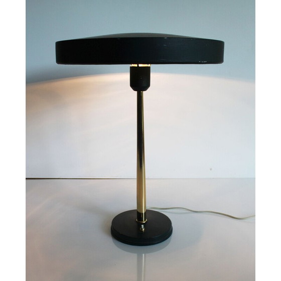 Image 1 of Vintage Major tafellamp in metaal en messing van Louis Kalff voor Philips, jaren 1970