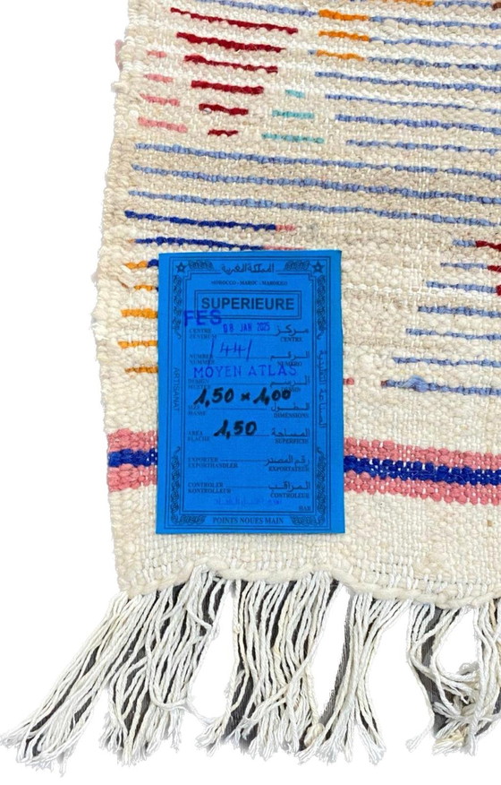 Image 1 of Uniek Handgemaakt Berber Tapijt – 100% Natuurlijke Wol uit Marokko (150x100cm)