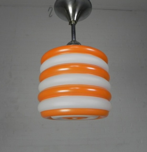 Image 1 of Art deco hanglamp met oranje strepen