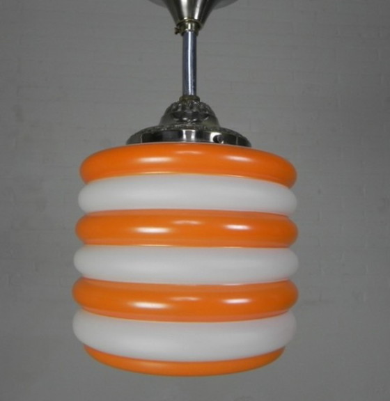 Image 1 of Art deco hanglamp met oranje strepen