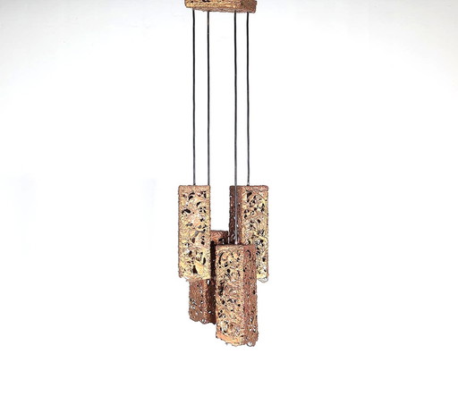 Aimo Tukianen koperen cascade hanglamp, 1970s 