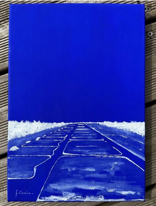 Het eiland Ré. Bleu Outremer. Acryl door Frédéric Cadiou.