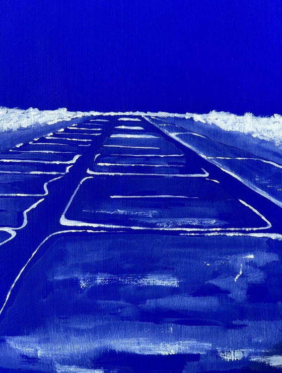 Image 1 of Het eiland Ré. Bleu Outremer. Acryl door Frédéric Cadiou.