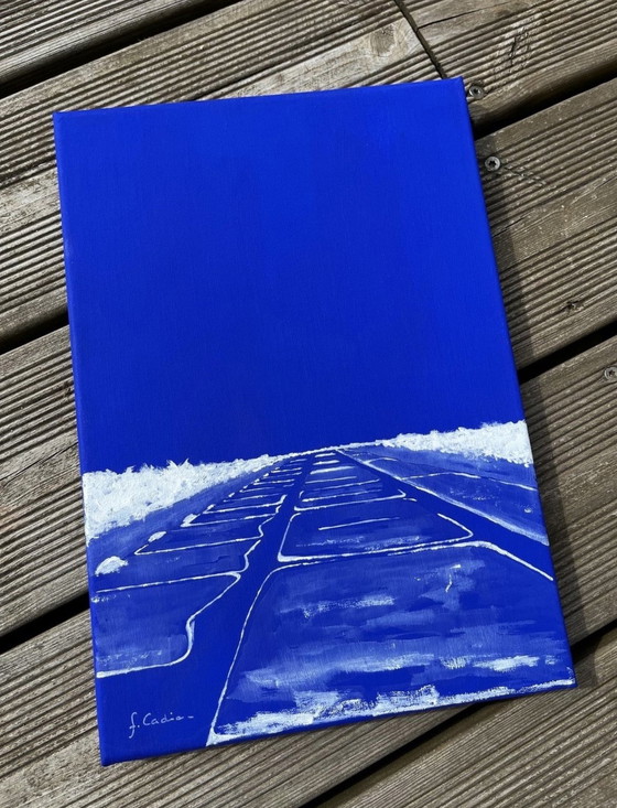 Image 1 of Het eiland Ré. Bleu Outremer. Acryl door Frédéric Cadiou.