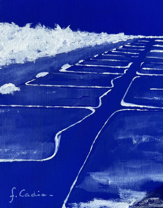 Image 1 of Het eiland Ré. Bleu Outremer. Acryl door Frédéric Cadiou.