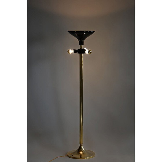 Image 1 of Vintage Art Deco messing vloerlamp van Kamenický Šenov, Tsjecho-Slowakije 1960