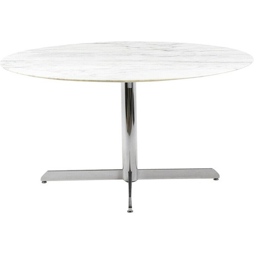 Vintage tafel in marmer en verchroomd metaal van Florence Knoll voor Knoll, 1960