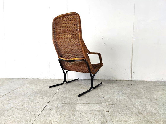 Image 1 of Dirk Van Sliedregt Mid Century Wicker loungestoel