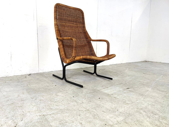 Image 1 of Dirk Van Sliedregt Mid Century Wicker loungestoel