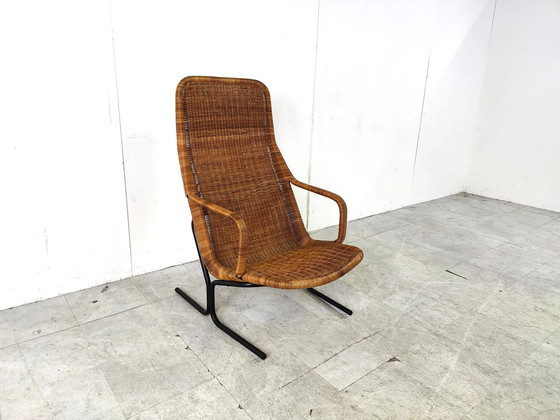 Image 1 of Dirk Van Sliedregt Mid Century Wicker loungestoel