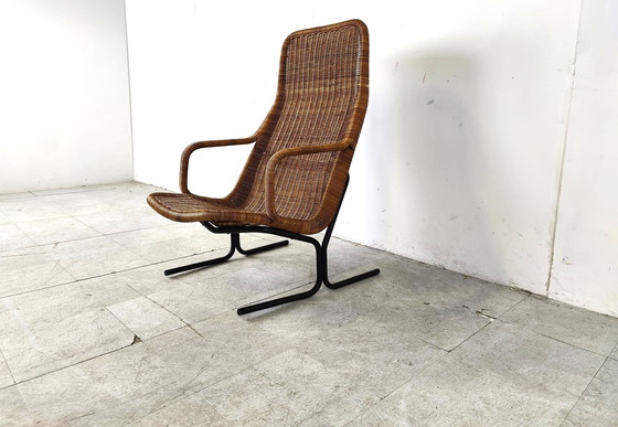 Image 1 of Dirk Van Sliedregt Mid Century Wicker loungestoel