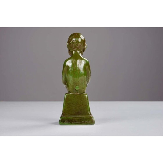 Image 1 of Vintage metalen disco zittend faun beeldje van Elena Borch, 1940
