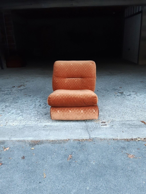 3/7 Oranje stoel Ligne Roset Pr M. Ducaroy Mod. Albany, Ontwerp Ép. Vintage