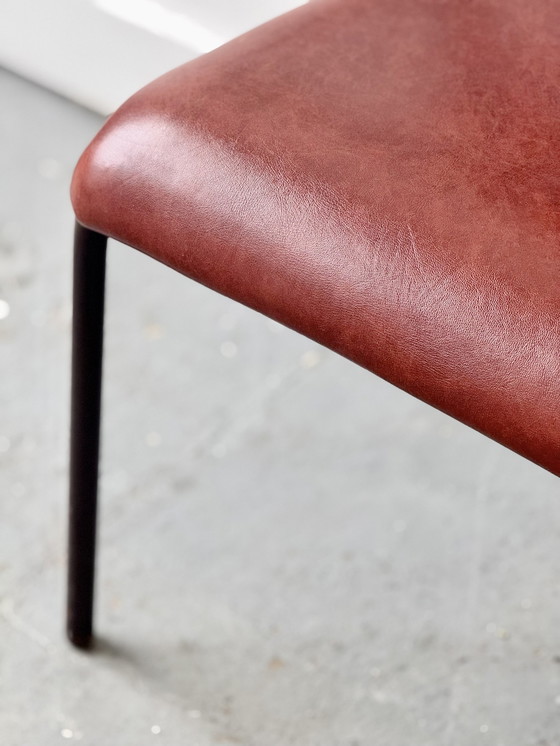 Image 1 of Stapelstoelen, Vintage, met rood vinyl