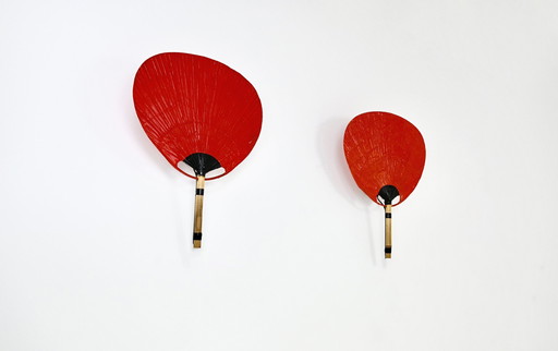 Paar "Uchiwa" wandlampen van Ingo Maurer voor M Design, 1970S