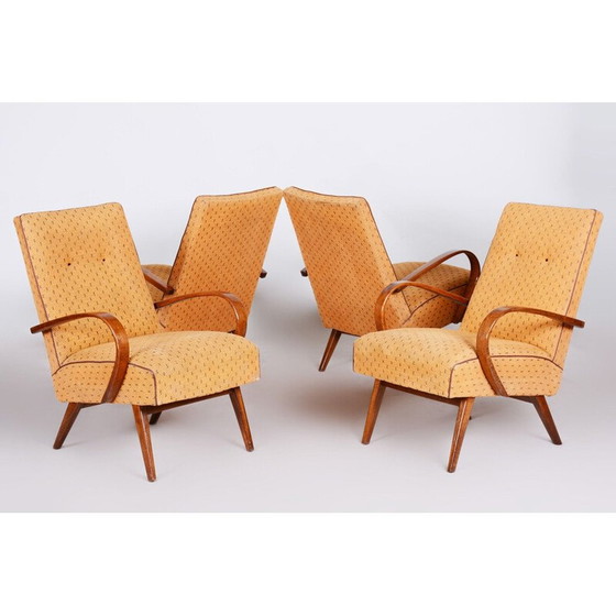 Image 1 of Set van 4 gele mid century fauteuils, jaren 1950