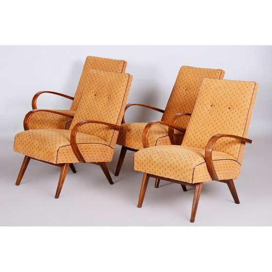 Image 1 of Set van 4 gele mid century fauteuils, jaren 1950