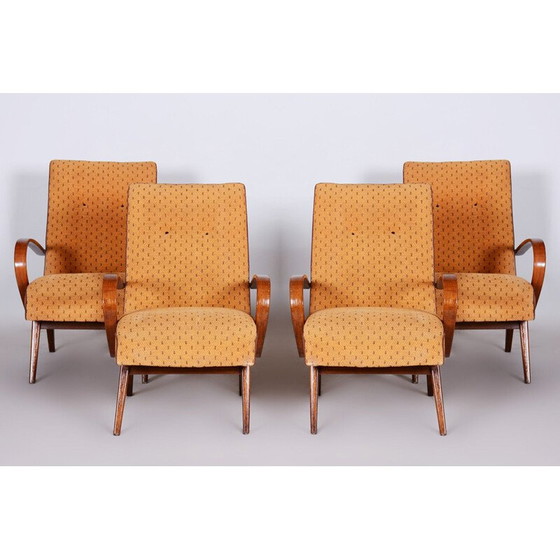 Image 1 of Set van 4 gele mid century fauteuils, jaren 1950