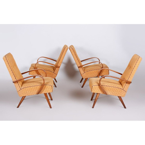 Image 1 of Set van 4 gele mid century fauteuils, jaren 1950