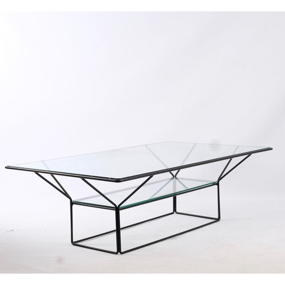 Image 1 of Vintage salontafel van staal en glas, Italië 1970