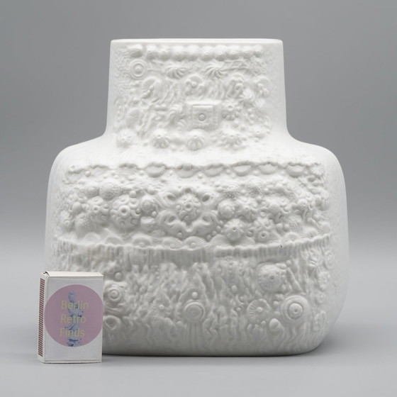 Image 1 of Martin Freyer Rosenthal Bisque Porselein Reliëf Azu Vaas Op Art Ontwerp 70S Trio