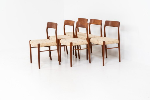 Set van 6 Deense Eetkamerstoelen