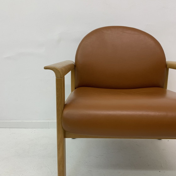 Image 1 of Set van 2 leren loungestoelen, jaren 1970