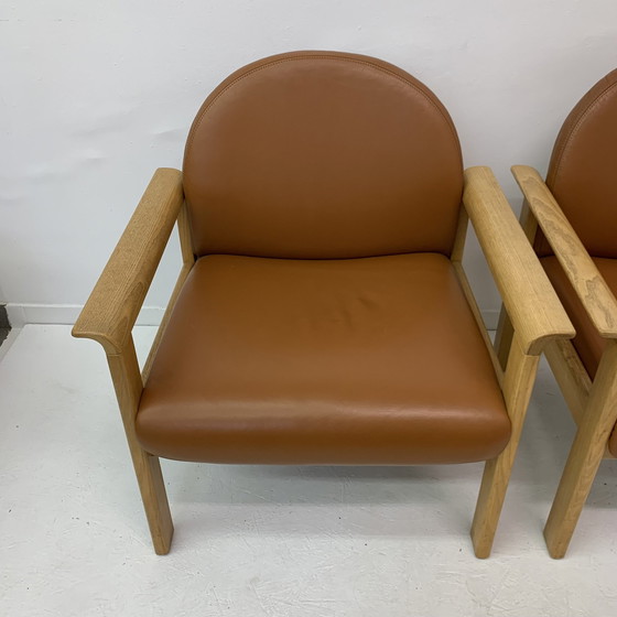 Image 1 of Set van 2 leren loungestoelen, jaren 1970