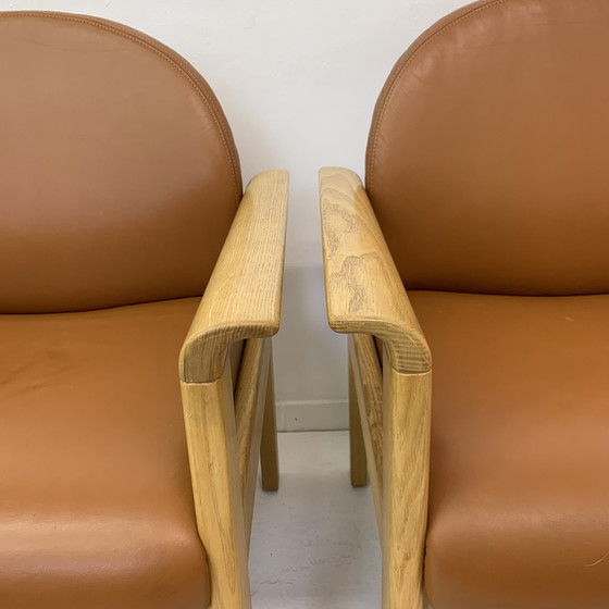 Image 1 of Set van 2 leren loungestoelen, jaren 1970