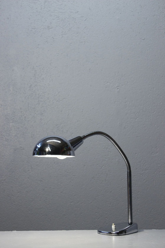 Image 1 of Bureaulamp Vintage Chroom Bras Flexibel Ontwerp Frankrijk