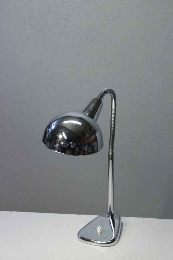 Image 1 of Bureaulamp Vintage Chroom Bras Flexibel Ontwerp Frankrijk