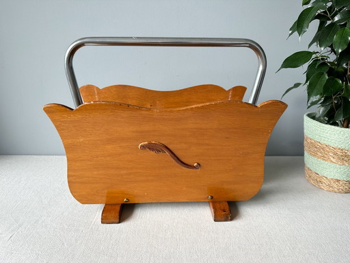 Vintage Mid Century Houten Tijdschriftenrek | Platenhouder