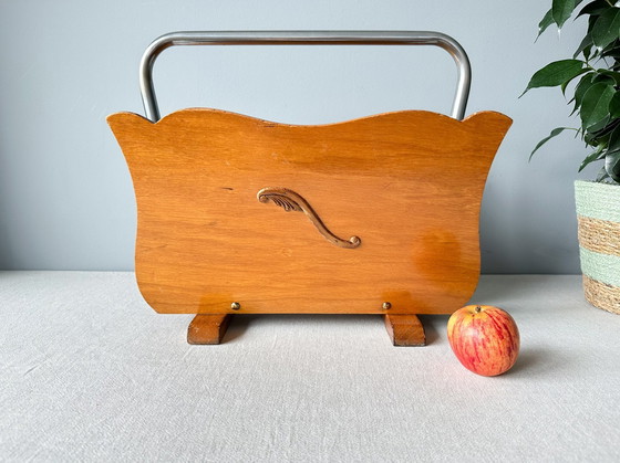 Image 1 of Vintage Mid Century Houten Tijdschriftenrek | Platenhouder