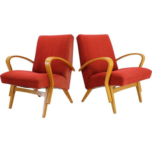 Paar vintage gebogen houten fauteuils van Frantisek Jirak, Tsjecho-Slowakije 1960
