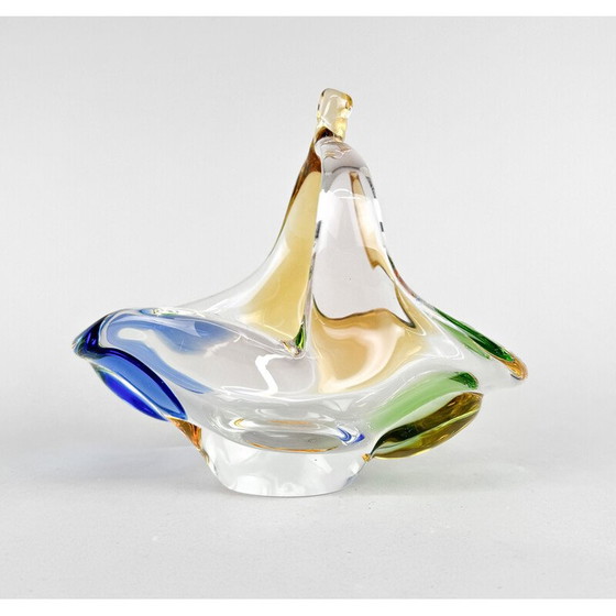 Image 1 of Vintage Art glazen kom van Frantisek Zemek voor Mstisov Glasblazerij, Tsjecho-Slowakije 1950