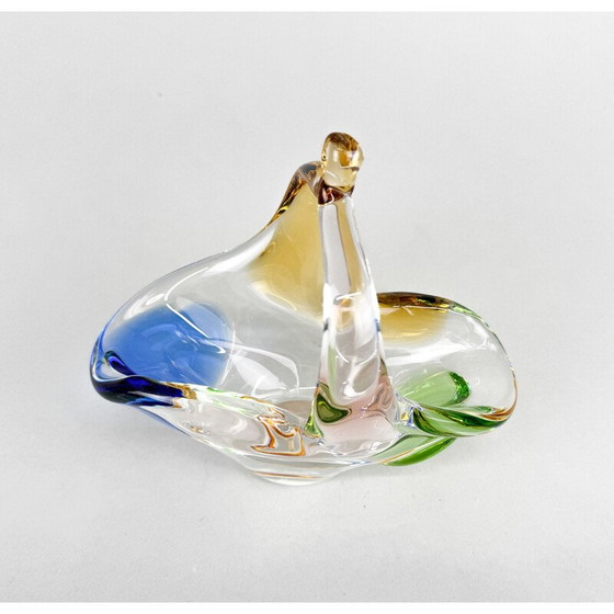 Image 1 of Vintage Art glazen kom van Frantisek Zemek voor Mstisov Glasblazerij, Tsjecho-Slowakije 1950