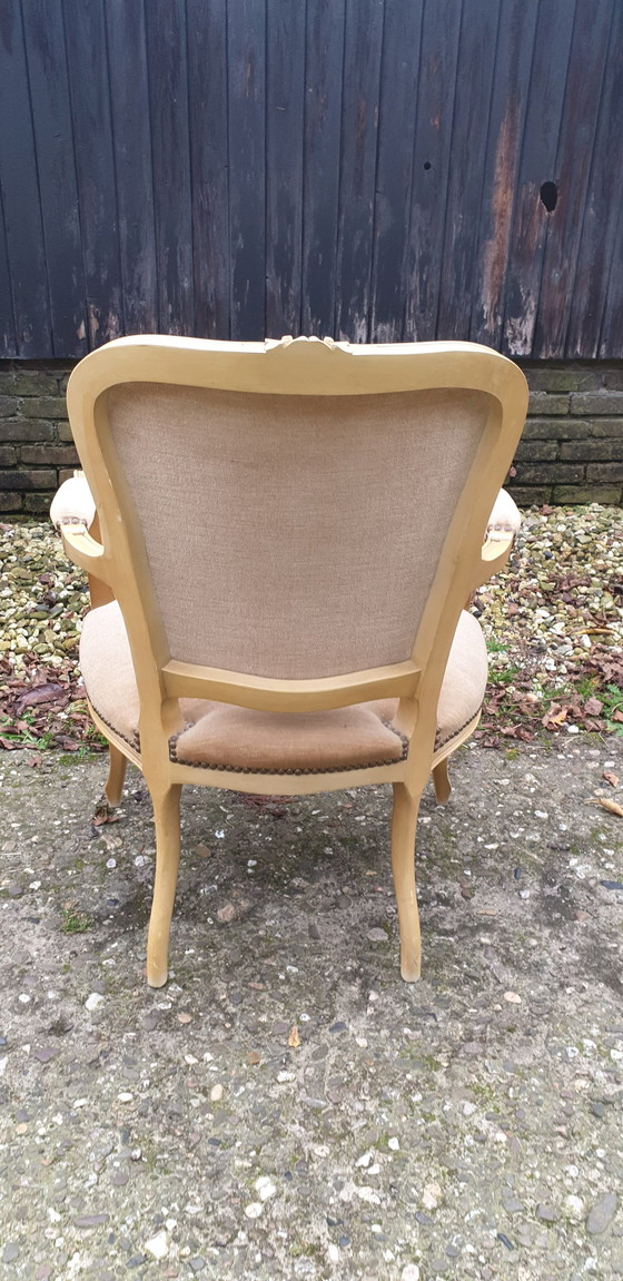 Image 1 of Antieke Witte Louie Zestien Fauteuil