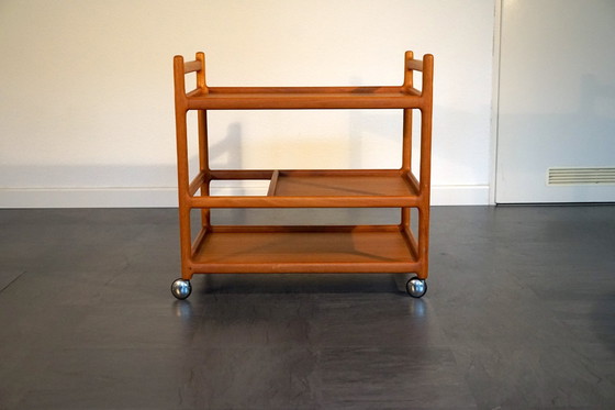 Image 1 of Mid Century Teakhouten Bar Trolley van Johannes Andersen voor Silkeborg