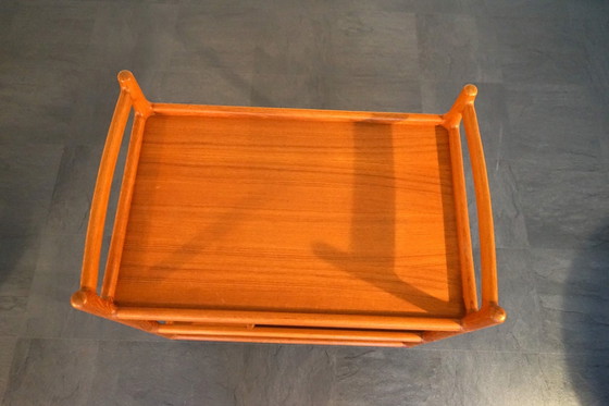 Image 1 of Mid Century Teakhouten Bar Trolley van Johannes Andersen voor Silkeborg