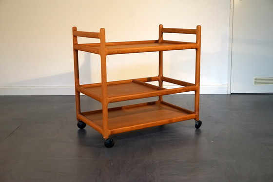 Image 1 of Mid Century Teakhouten Bar Trolley van Johannes Andersen voor Silkeborg