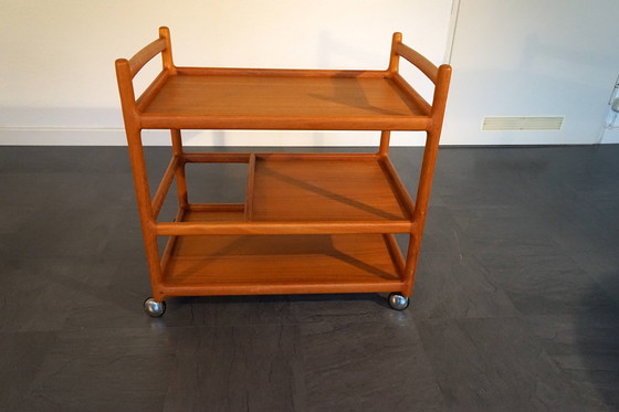 Image 1 of Mid Century Teakhouten Bar Trolley van Johannes Andersen voor Silkeborg